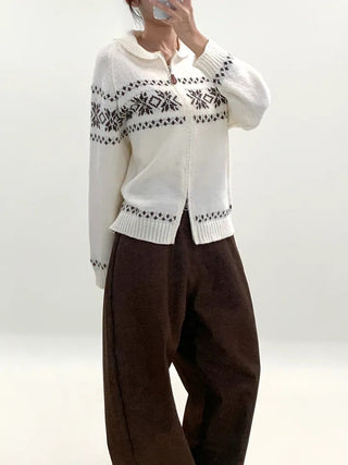 contrast jacquard sweater