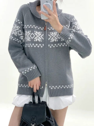 contrast jacquard sweater