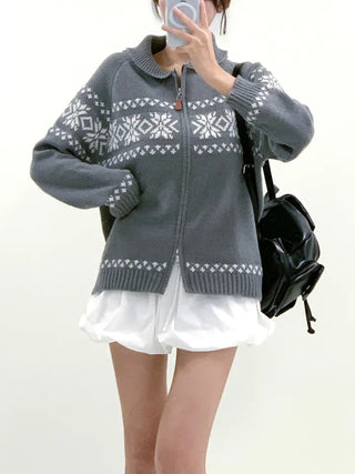 contrast jacquard sweater