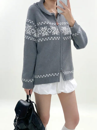 contrast jacquard sweater