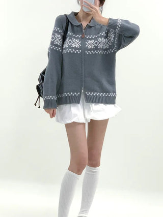 contrast jacquard sweater