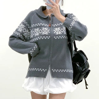 contrast jacquard sweater
