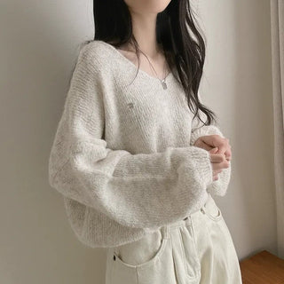 v-neck furry sweater