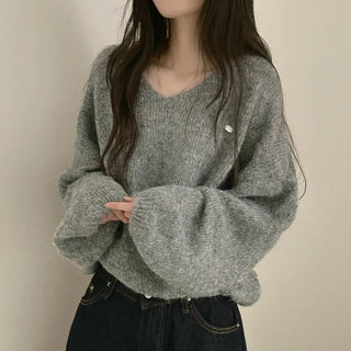 v-neck furry sweater