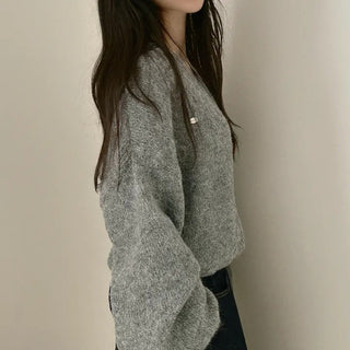 v-neck furry sweater