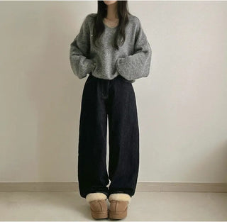 v-neck furry sweater