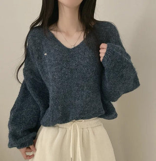 v-neck furry sweater