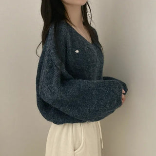 v-neck furry sweater