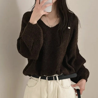 v-neck furry sweater