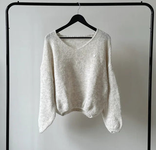 v-neck furry sweater