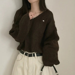 v-neck furry sweater