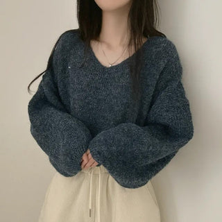 v-neck furry sweater