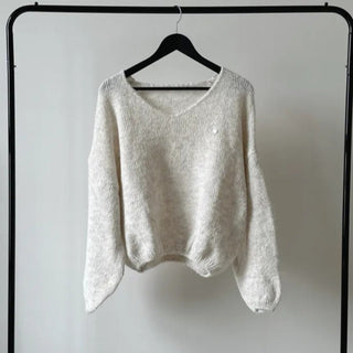 v-neck furry sweater
