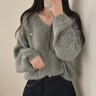 v-neck furry sweater