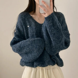 v-neck furry sweater