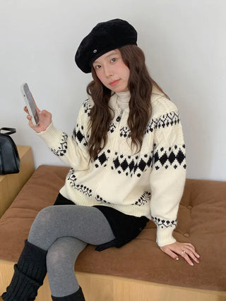jacquard knit cardigan