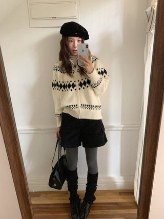 jacquard knit cardigan