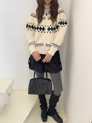 jacquard knit cardigan