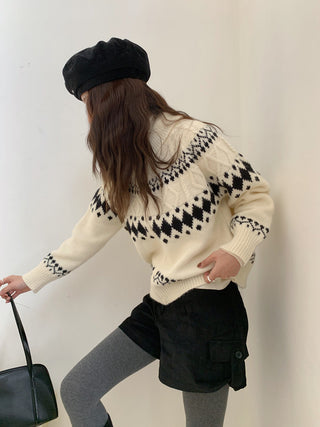 jacquard knit cardigan