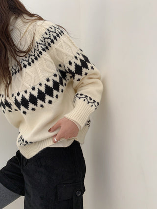 jacquard knit cardigan