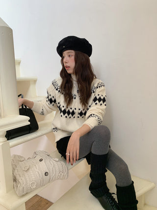 jacquard knit cardigan