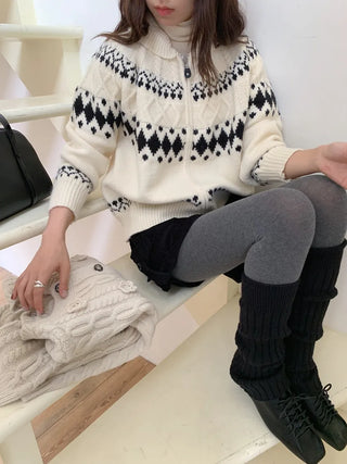 jacquard knit cardigan