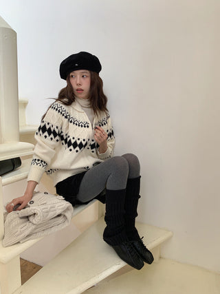 jacquard knit cardigan