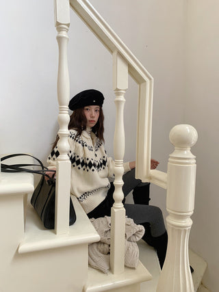 jacquard knit cardigan