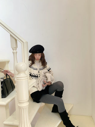 jacquard knit cardigan