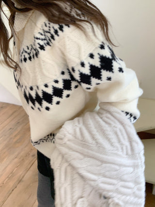 jacquard knit cardigan