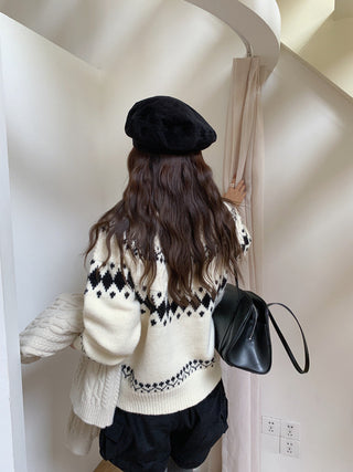 jacquard knit cardigan