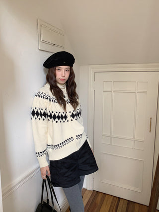 jacquard knit cardigan