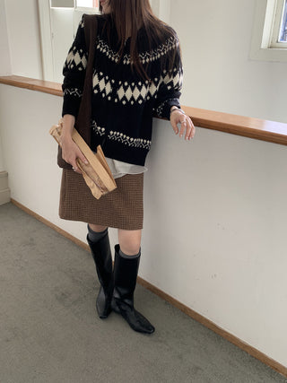 jacquard knit cardigan