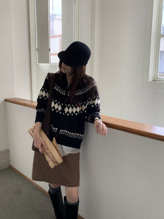 jacquard knit cardigan