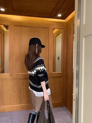 jacquard knit cardigan