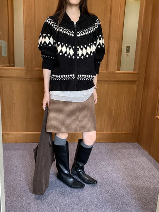 jacquard knit cardigan