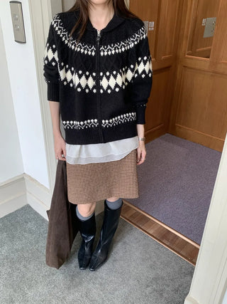 jacquard knit cardigan