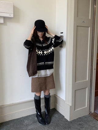 jacquard knit cardigan