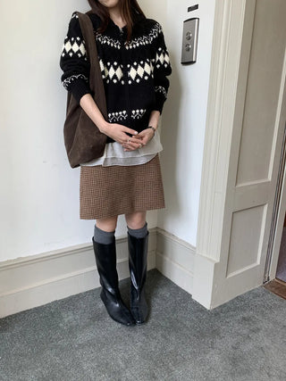 jacquard knit cardigan