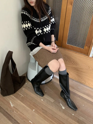 jacquard knit cardigan