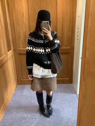 jacquard knit cardigan