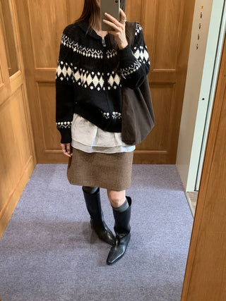 jacquard knit cardigan