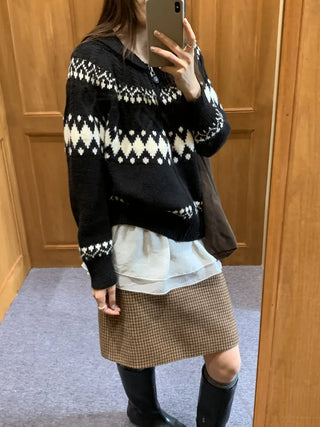 jacquard knit cardigan