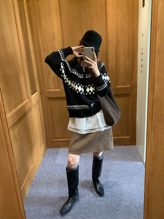 jacquard knit cardigan