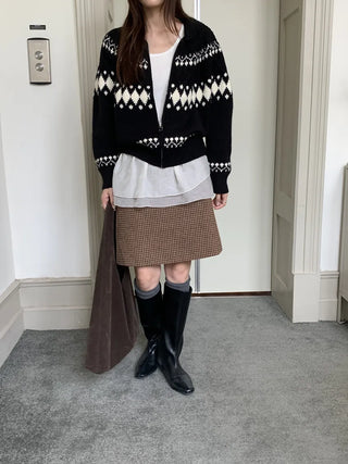 jacquard knit cardigan