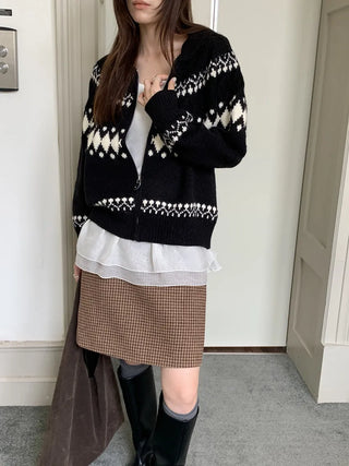 jacquard knit cardigan