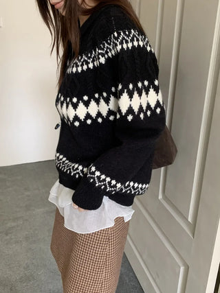 jacquard knit cardigan