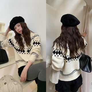 jacquard knit cardigan