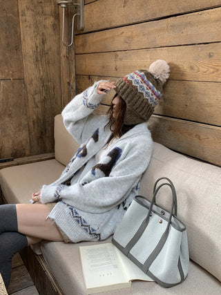 pony jacquard cardigan