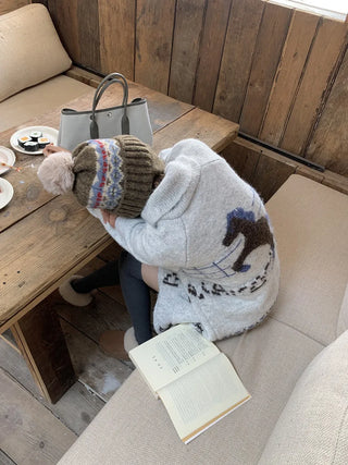 pony jacquard cardigan